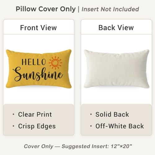 PANDICORN Spring Summer Yellow Throw Pillow Cover 12x20 Inch Hello Sunshine - Image 4