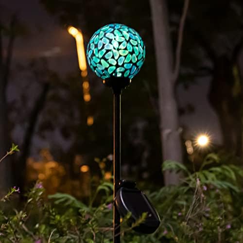 VCUTEKA Decorative Solar Garden Lights, 3.5" Mosaic Globe Outdoor Stake - Image 2