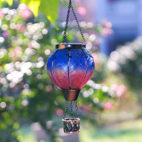Gradient Solar Hot Air Balloon Lantern with Flickering Flame - Image 3