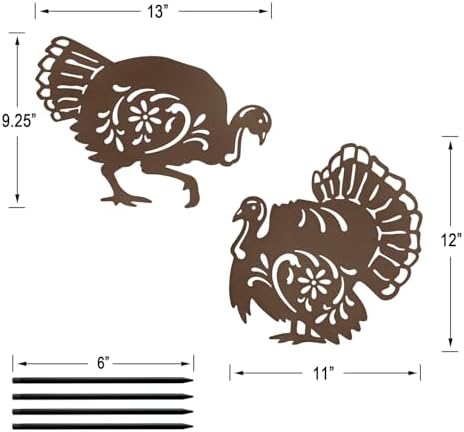 Metal Turkey Garden Stakes,Outdoor Thanksgiving Decorations Yard Art Decor - Image 6