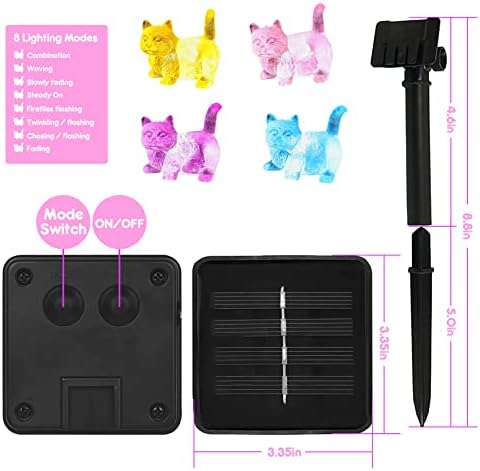 Bartlett Solar Garden Lights Outdoor Cute Cat Fairy Lights Solar Powered String Lights Outdoor Waterproof Kitty Decorative Lights 40LEDs Light 14ft Patio Décor Yard Fence Walkway Balcony Decoration - Image 4