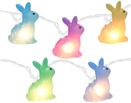 Easter Decorations - LED Bunny Lights Plug in Easter Lights String, 8.5Ft Pastel Easter Lights with 10Pcs Bunny for Indoor Outdoor Spring Decor & Easter Decor for Home Yard Tree Fence Party, 0.48W by SOTOPOO