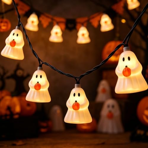 Halloween Decorations Ghost String Lights, 8.5Ft 10 LED Lights Outdoor by Kivonfa