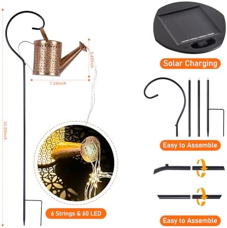 SRNPMIU Solar Watering Can Light - Solar Light Yard Decorations Outdoor - Image 2