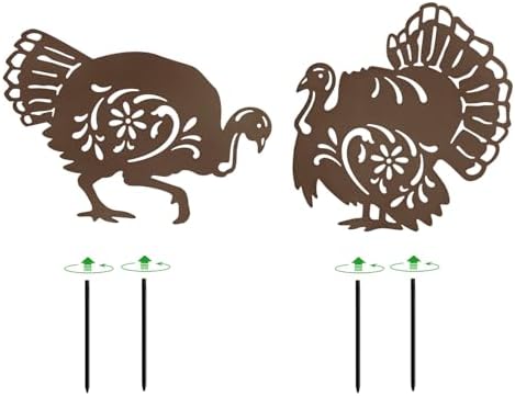 Metal Turkey Garden Stakes,Outdoor Thanksgiving Decorations Yard Art Decor - Image 5