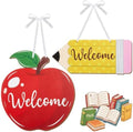 Jetec 2 Pcs Welcome Back to School Wood Hanging Sign for Prek Elementary by Jetec