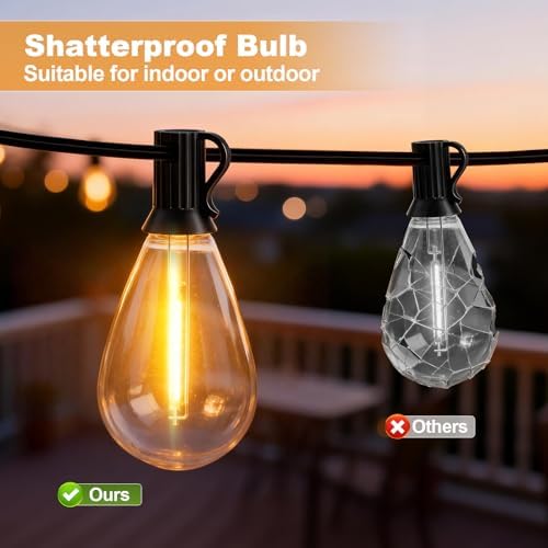 100(90+10)FT Outdoor String Lights, 30m Waterproof Remote LED Patio Lights with 39+2 S11 Bulbs, Dimmable Outside Hanging Lights for House, Porch,Yard,Garden,Connectable Plug-in Gazebo Lighting - Image 5