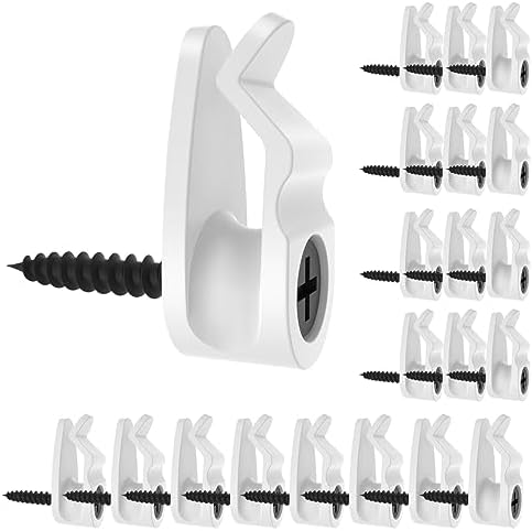 GEZIDEA String Light Hanger Hooks, Screw in Hooks for Hanging Christmas Lights, White, 50 Pack (Big) by Gezidea