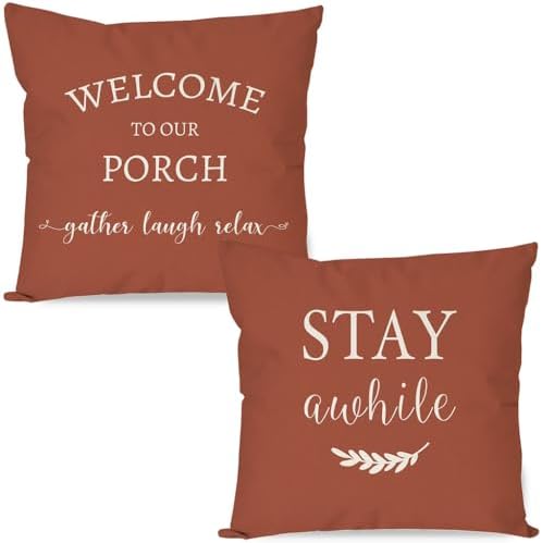 PANDICORN Outdoor Decorative Throw Pillow Covers 18x18 Inch Set of 2, Rust by PANDICORN