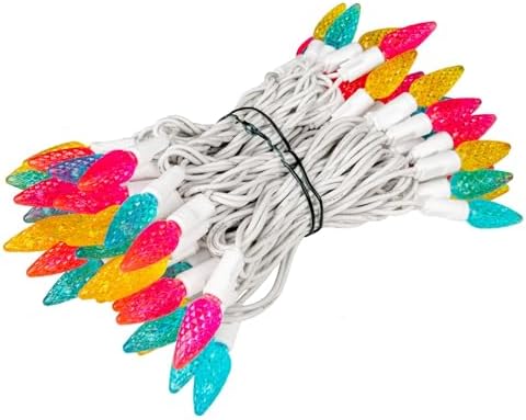 Novelty Lights 24FT 70 LED C6 Easter String Lights, Yellow, Teal & Pink - Image 5