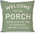 PANDICORN Throw Pillow Covers 18x18 Inch Welcome to the Porch, Sage Green by PANDICORN
