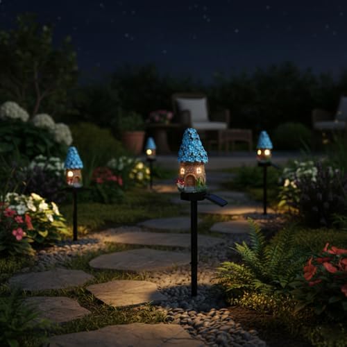 Solar Pathway Lights Outdoor, Waterproof Christmas Solar Lights for Yard, Garden, Patio, Pathway Decor, Warm LED Solar Powered Path Light for Landscape Lighting, Energy Saving Holiday Decoration, Blue - Image 3