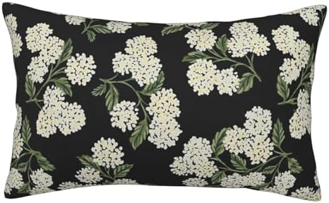 Black Spring Pillow Covers 12x20 Inch 2 Pcs Green Hydrangea Flower Decor Throw Pillows Vintage Floral Seasonal Summer Outdoor Decoration Pillowcase Linen Cushion Cover for Couch Sofa - Image 7