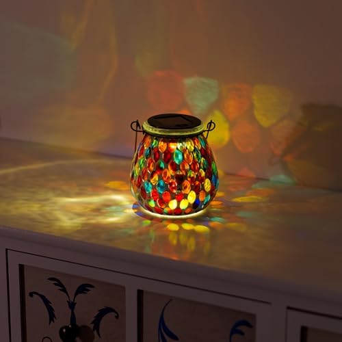 Starsoul Solar Lanterns Outdoor Waterproof, Exquisite Colorful Mosaic Glass Solar Garden Decor, Gifts for Women Mom Grandma - Image 6