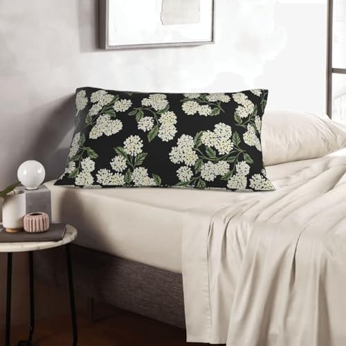 Black Spring Pillow Covers 12x20 Inch 2 Pcs Green Hydrangea Flower Decor Throw Pillows Vintage Floral Seasonal Summer Outdoor Decoration Pillowcase Linen Cushion Cover for Couch Sofa - Image 3