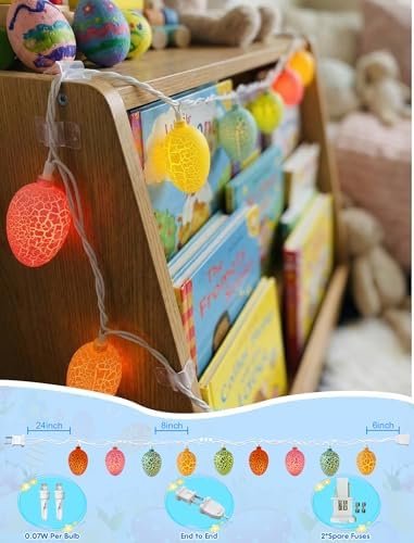 Easter Egg String Lights, 8.5Ft Easter Day Egg Lights with 10 LED Multicolor Eggs, Indoor Fairy String Lights Plug in Waterproof Connectable for Indoor Bedroom Patio Garden Spring Theme Party Decor - Image 2