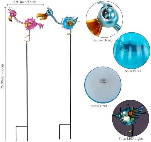 Flamingo Outdoor Solar Lights,2Pack Decorative Solar Stakes - Image 2