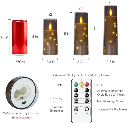 Raycare 7 Pack Flameless Battery Operated Pillar Candles with Remote Timer - Image 6