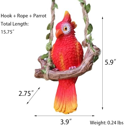 Hanging Parrot Garden Decor Tropical Patio Tree Plant Decor - Image 2
