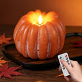 Wondise Orange Fall Decorations Real Wax Pumpkin Candles with Remote Timer by Wondise
