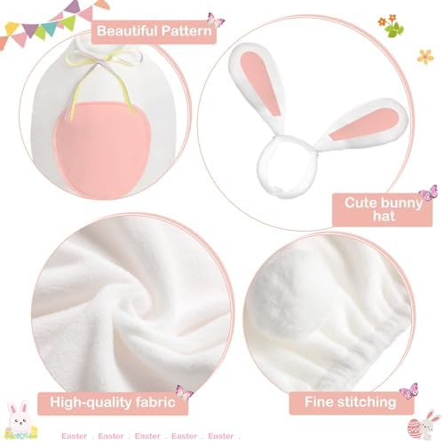 FuWeave Porch Goose Outfit 17", Pink White Easter Bunny for Lawn Patio - Image 3