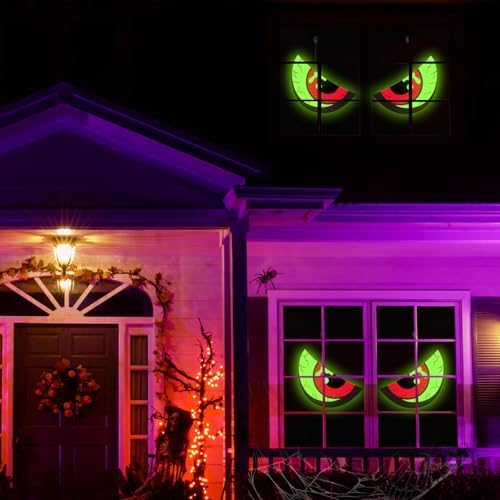 Halloween Window Decorations - Spooky Glowing Eyes, Glow in the Dark Halloween Decorations Indoor, Scary Solar Light up Eyes Hanging Decor for Wall, Door, Lawn, Porch, Yard - Image 4