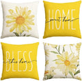 AVOIN colorlife Home Sweet Home Spring Summer Flowers Yellow Throw Pillow Covers, 20 x 20 Inch Cushion Case for Sofa Couch Set of 4 by AVOINcolorlife