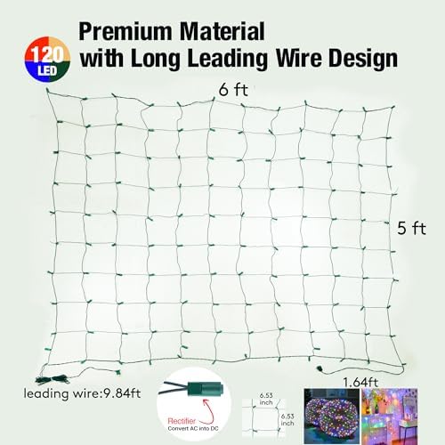 Led Multicolor Christmas Net Lights Outdoor Christmas Bushes Lights 120Led 6ftx5ft, Connectable Outdoor Indoor Mesh Net Lighting for Xmas Holiday, Garden, Lawn, Shrubs, Trees, Bushes Decorations - Image 7