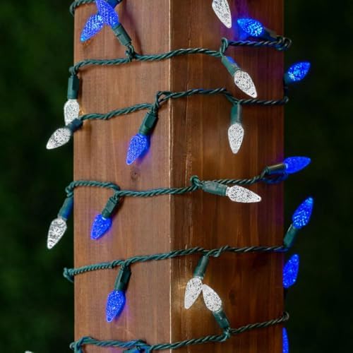 Novelty C6 70 LED Hanukkah & Christmas String Lights, Blue & Pure White - Image 3