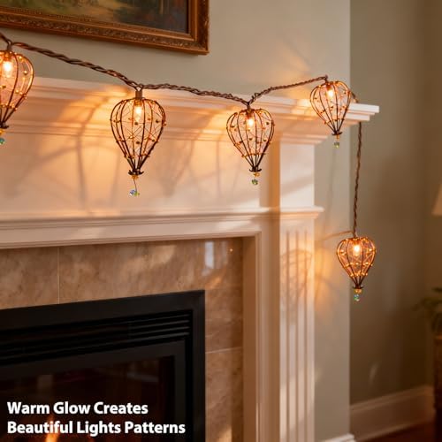 Outdoor Decorative String Lights, Beaded Copper Wire Teardrop Lantern String Lights, Incandescent Patio String Lights Plug in for Outside, Connectable Weatherproof for Home Pergola Bedroom Porch Party - Image 6