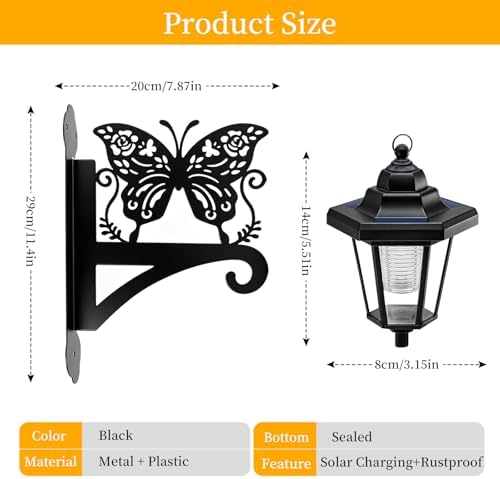VOOKRY Solar Wall Lanterns Outdoor, Waterproof 2 Pack Hanging Lights with Butterfly Hooks, Wall Mount Sconce with 3 Solar Panels for Patio Porch Yard Garden Decor, Dusk to Dawn 2700K Warm White - Image 2
