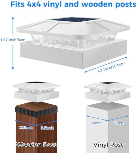 Peasur 16 Packs 4x4 White Solar Post Cap Lights Outdoor with 3 Modes - Image 3