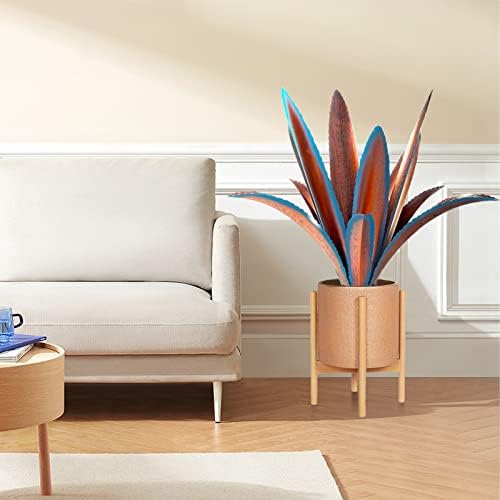 TOMBABY Enlarge Thickened Wind Resistant Metal Agave Garden Art Metal Plant Country Sculpture Statue Outdoor Decoration Agave Metal Plant Courtyard Garden Lawn Ornament Gift (1, 12 Leaves Blue) - Image 3