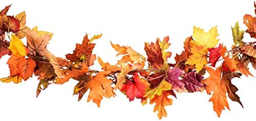 DearHouse 2 Pack Fall Garland Maple Leaf, 5.9Ft/Piece Hanging Vine Garland Artificial Autumn Foliage Garland Thanksgiving Decor for Home Wedding Fireplace Party Christmas (Orange) - Image 7