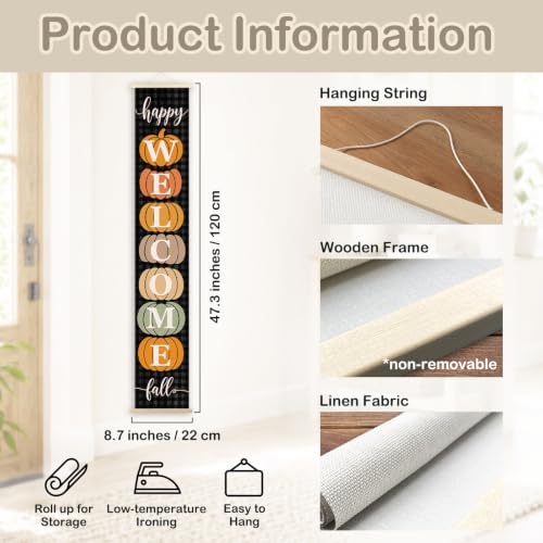 Happy Fall Pumpkin Welcome Porch Door Banner Wall Decorations 8x47 - Image 7
