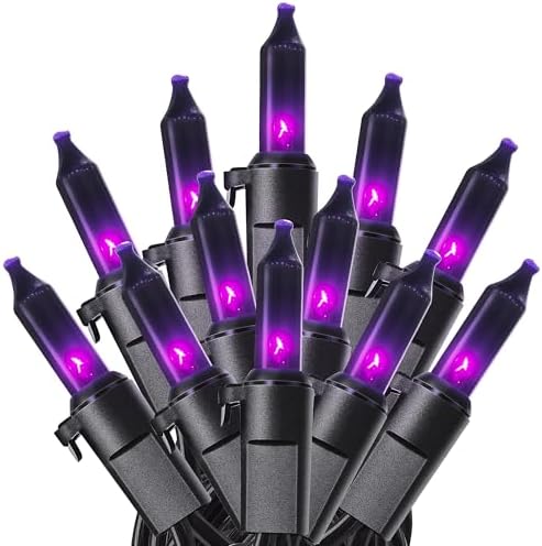 woohaha Purple Halloween Mini String Lights,11FT 50 Count with Black Wire by Woohaha