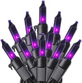 woohaha Purple Halloween Mini String Lights,11FT 50 Count with Black Wire by Woohaha