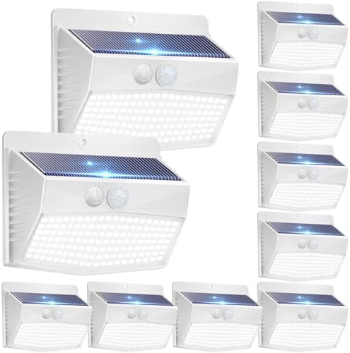 Peasur 10 Pack Solar Motion Sensor Lights Outdoor Waterproof with 3 Modes by Peasur