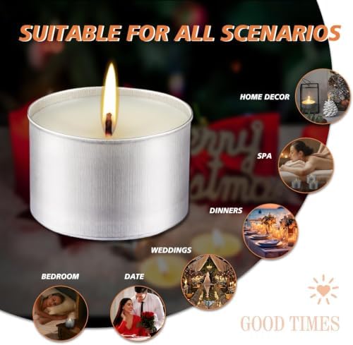 50 Pack Long Burning Tealight Candles, 8-Hour Unscented Smokeless Dripless White Votive Candles, Bulk Set for Shabbat, Weddings, Christmas, Home Decor, Religious Ceremonies & Special Events - Image 3