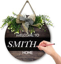 Personalized Name Welcome Signs for Front Door Custom Family Name Wooden Door Wreaths Custom Welcome Home Door Signs Customized Door Hanger for Outdoor Indoor Decorations by Cryfox