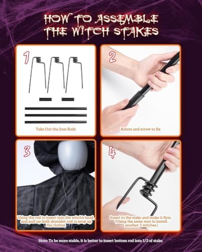 3PCS 5.6FT Halloween Decorations Outdoor Decor Witches Yard Holding Hands - Image 5