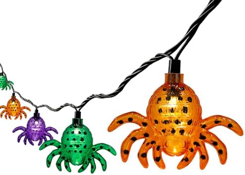 Halloween Spider String Lights, 8.5FT LED Decorative Lights with 10 Spiders, Waterproof Hanging Fairy Lights for Curtain, Home, Garden, Yard, Halloween Party Indoor Outdoor Decor - Image 7