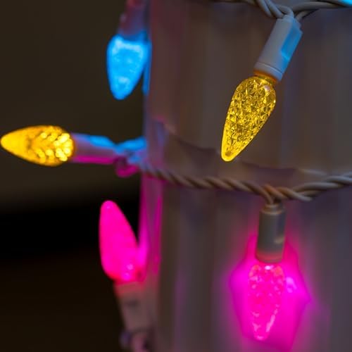 Novelty Lights 24FT 70 LED C6 Easter String Lights, Yellow, Teal & Pink - Image 4