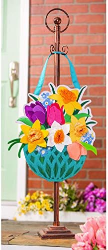 Cypress Home Evergreen Spring Floral Basket Door Décor- 15 x 18.5 Inches Fade and Weather Resistant Outdoor Front Door Decor for Homes, Yards and Gardens - Image 2