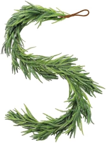 Christmas Norfolk Pine Garland Real Touch Pine Artificial Garlands Faux Greenery Garland Winter Christmas Garland for Table Mantle Fireplace Indoor Outdoor Xmas Decorations by RUIQLXHANG