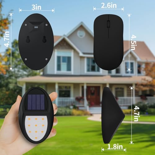 8 Pack Outdoor Fence Solar Lights, IP68 Waterproof Solar Step Lamps, for Backyard, Garden, Pathway, Porch, Patio, Driveway, Walkway, Railing - Yellow Light - Image 3