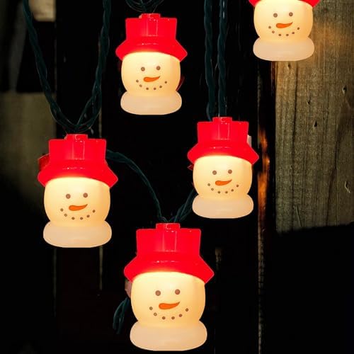 Christmas Snowman String Lights , 8.5Ft Christmas Decorations String Lights Indoor with 10 Cute Snowman Head Lights, Hanging Snowman Fairy Lights UL Listed for Outdoor Christmas Holiday Party Decor - Image 4