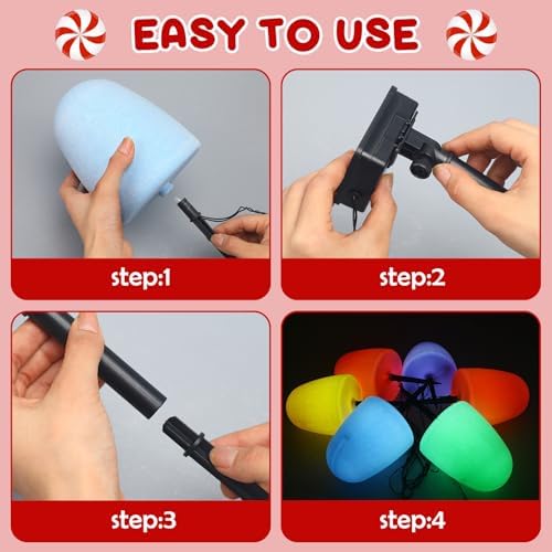 12 Pcs Gumdrop Pathway Solar Lights, 6" LED Stake Lights, Colorful - Image 3