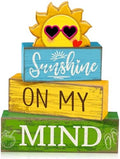 Lineshading 4 Pcs Summer Wooden Block Signs Table Decor Sunshine by Lineshading
