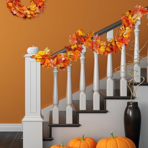 Fall Garland Maple Leaf Garland, 6 Ft/Piece, 3 Piece, Artificial Maple Leaves Hanging Vine, Thanksgiving Decor (3) - Image 7